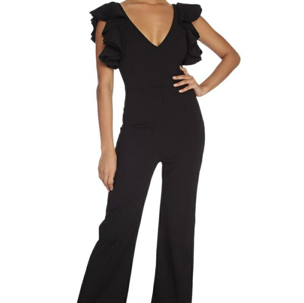 NWT Black Ruffled Sleeved Jumpsuit